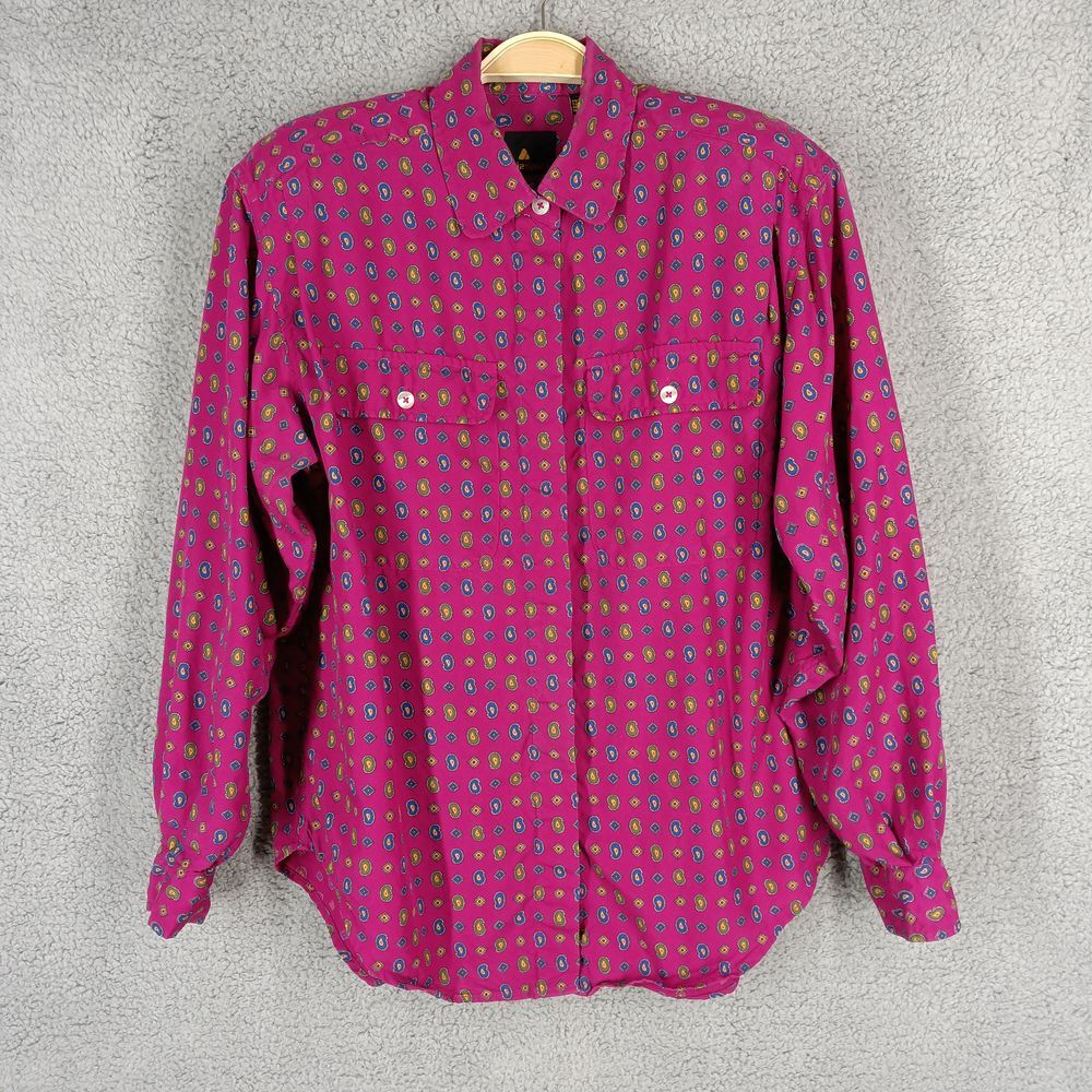 Vintage Liz Sport Women's Size Small Pink Long Sleeve Rayon Button Up Shirt